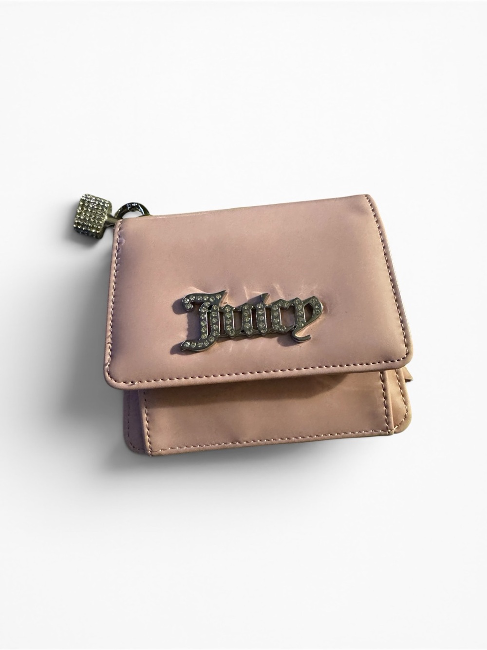 Juicy Couture Blush Pink Rhinestone Logo Compact Wallet